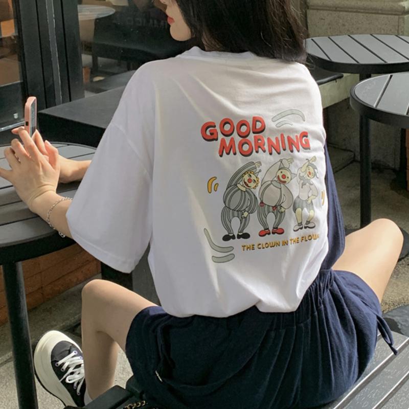 65 cotton short sleeve T-shirt women's design sense minority summer loose Korean oversize undershirt missing top ins fashion