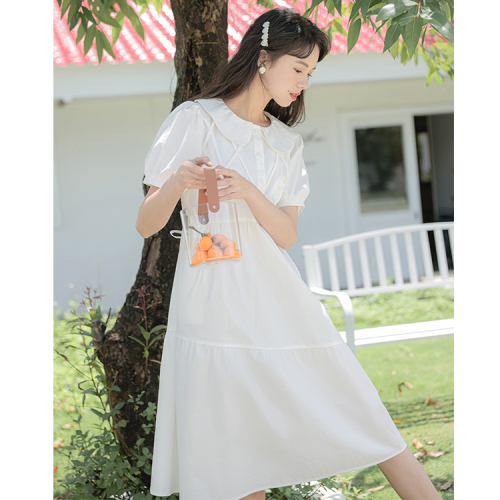 Real shooting of sweet fairy skirt in  children's design sense of minority summer doll collar dress small man