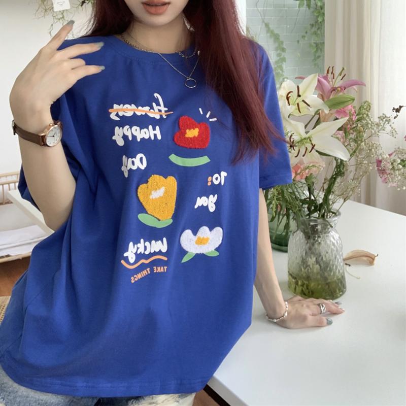 Oversize Korean white cotton short sleeve T-shirt women's new loose half sleeve top in summer 2022 ins fashion