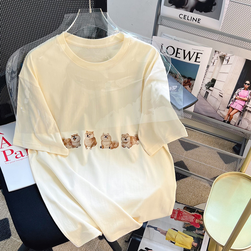 Real price 100% cotton 200g pure cotton Summer Short Sleeve T-Shirt women's loose Korean version