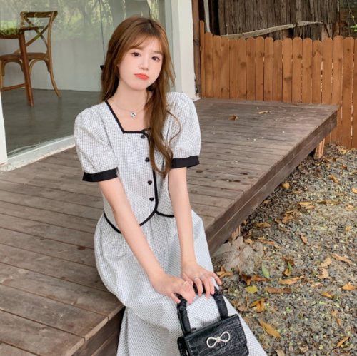 Large women's fat mm skirt two-piece set 2020 new small fragrance square collar top high sense versatile suit summer