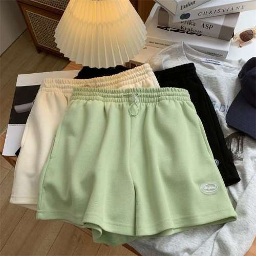 Apple green sports shorts women's loose high waist thin versatile wide leg casual pants hot pants new summer