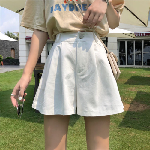 Korean loose student versatile A-shaped wide leg pants elastic waist casual shorts real price
