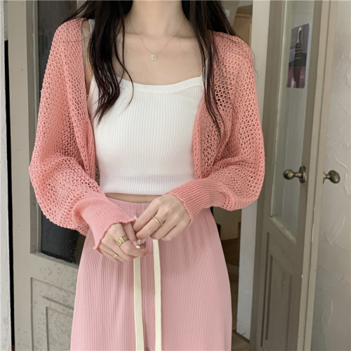 Real auction real price summer new sunscreen knitted cardigan long sleeve shawl short top