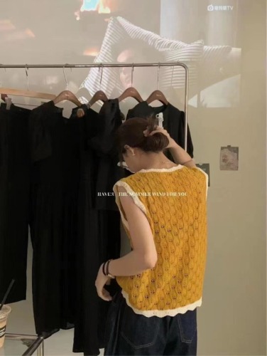 Korean dongdamen new Korean ins style versatile hollow out knitted vest women's fashion