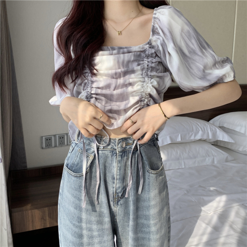 Real price ~ New Western style in summer, two high waisted drawstring, slim and navel exposed jacket