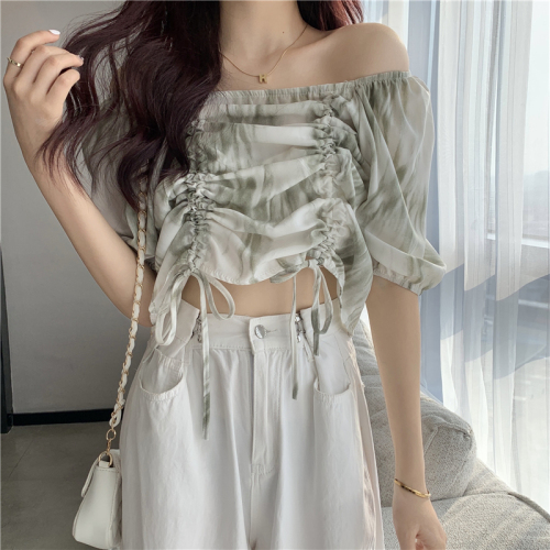 Real price ~ New Western style in summer, two high waisted drawstring, slim and navel exposed jacket