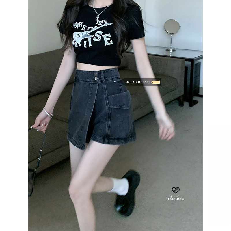 Denim Short Skirt A-line skirt Hot Girl Skirt Hip Wrap ins small skirt women summer 2022 NEW
