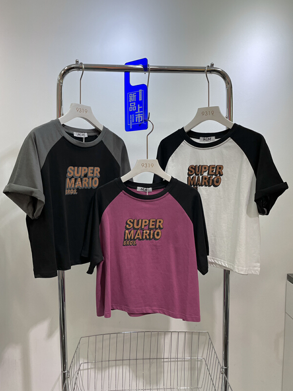 [M.M] raglan sleeve loose short letter short sleeve T-shirt 611\l