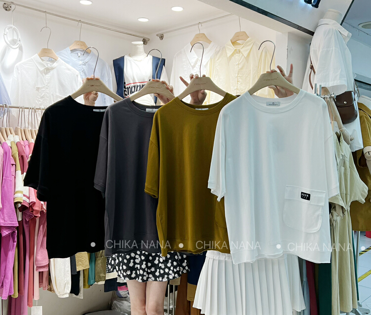 [chika.nana] casual versatile loose slim short sleeve T-shirt 360\jj