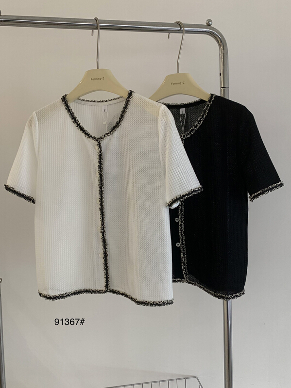 [forming-z] small fragrant style short sleeve shirt with color edge 91367\csx