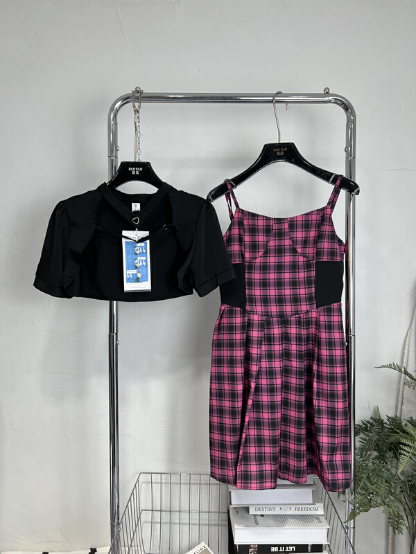 [fan fan] fashionable Spice Girl Purple Plaid Dress + Hong Kong style short coat suit 8009-1\jj