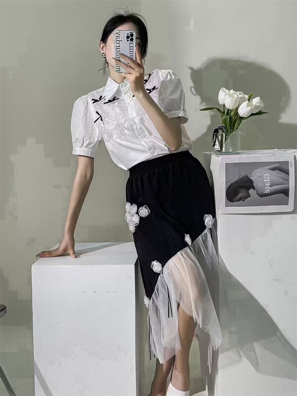 [dawg king] high waist pleated floral skirt 9302\wtt