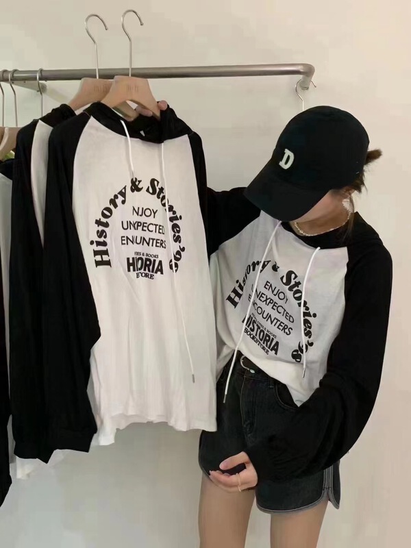 [w+] hooded loose letter versatile sunscreen shirt (only selling sunscreen shirts) 6012\wtt