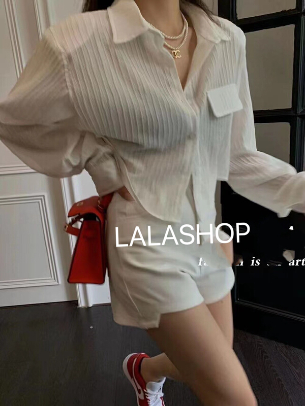 [Lala] fashionable and simple breathable casual sunscreen shirt 3129\wtt