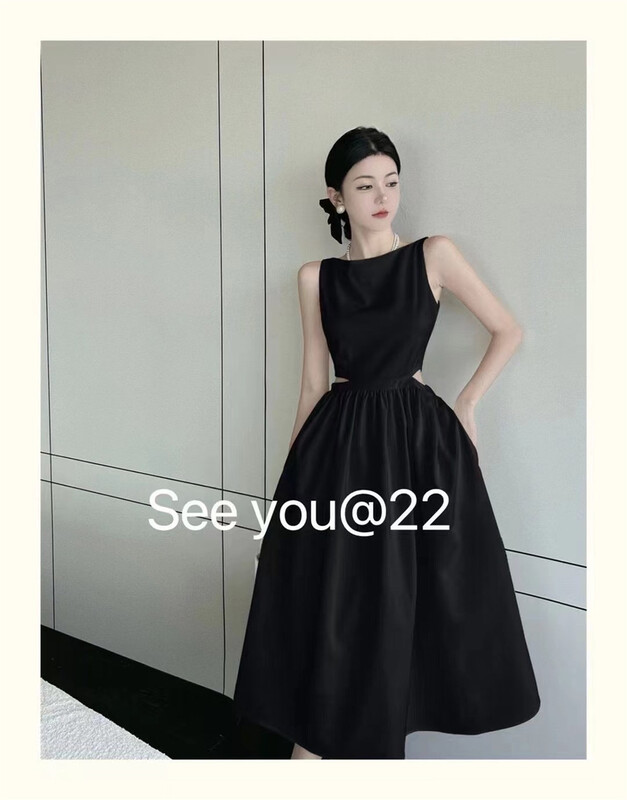 [see you] round neck open waist dress 2043\pcz