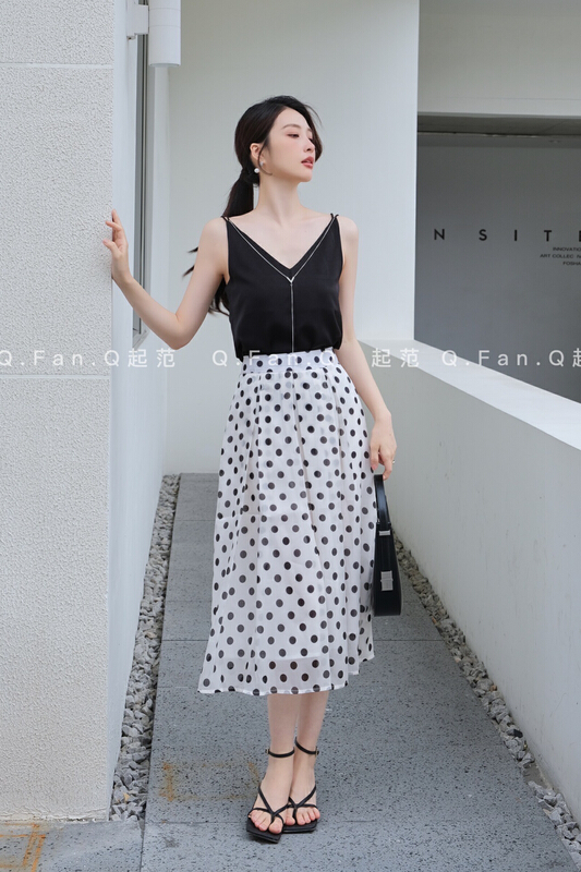 [style] Satin featured shoulder strap V-neck vest / sling 80096\jj
