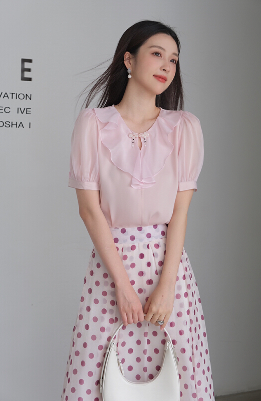 [style] simple solid color buckle design shirt 80086\jhy