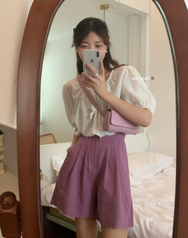 [seek peach] Korean pure short sleeve shirt 5525\ll