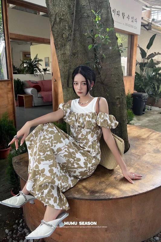 [Mumu session] off shoulder flower sweet dress 2535\zxl