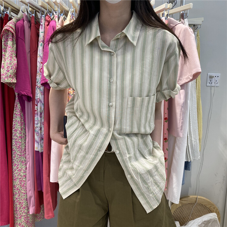 [emoni] commuting versatile exotic stripe shirt 11037\csx