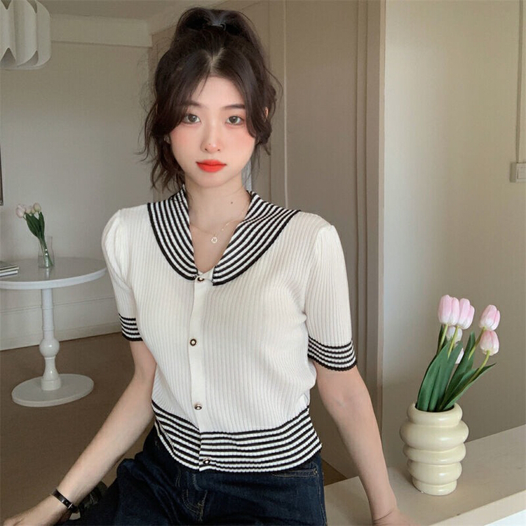 [f · P] fashion stripe versatile knitted cardigan 1590\hbx