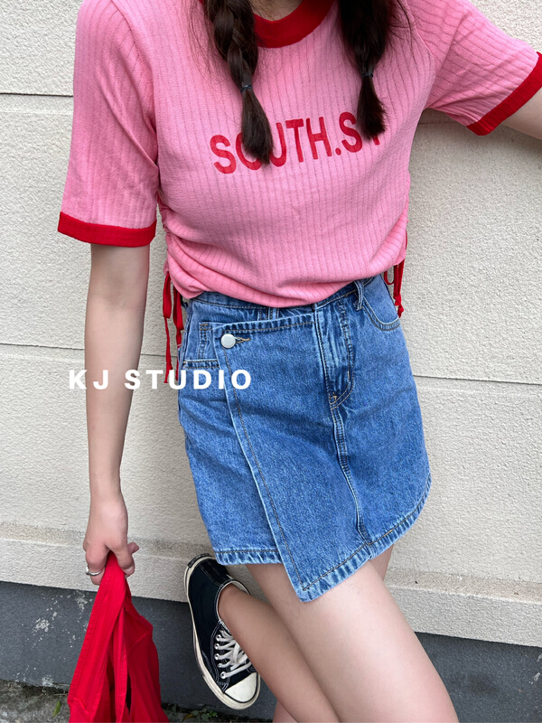 [kJ] Korean design irregular denim skirt pants 2816\zxl