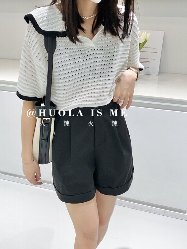 [hot Huola is me] doll collar Korean version lady sweet temperament short sleeve T-shirt 7635\cqw