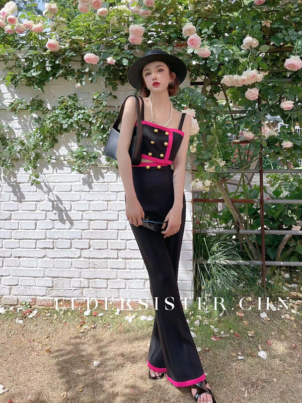 [Sistar] small fragrance stitched Vest + slim high waist suit 9187\jj