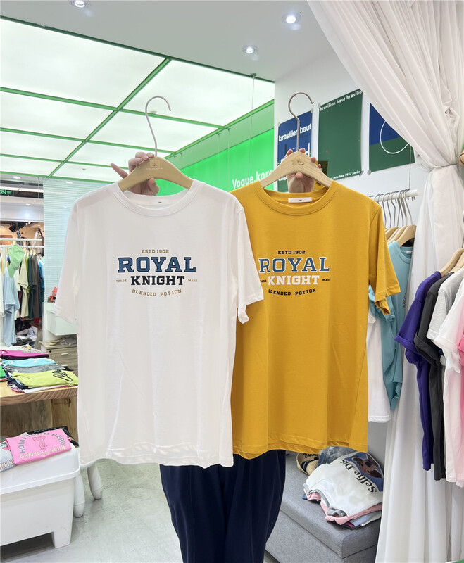 [1986] casual simple round neck lettered short sleeve T-shirt f3666\lsl