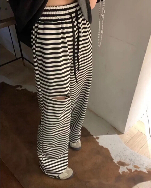 [gogoing] elastic waist stripe Korean casual pants 9623\y