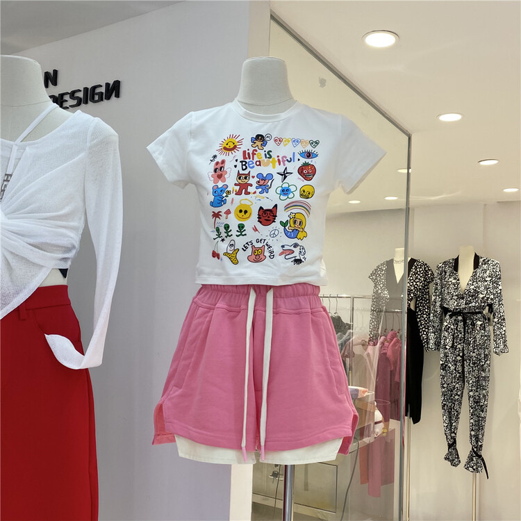 [Tan] elastic waist loose and versatile casual shorts p3137\zxl