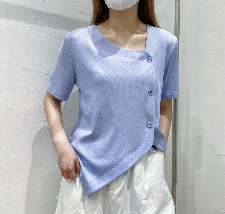 [ycnana] Korean casual clean irregular short sleeve T-shirt 98219\lsw