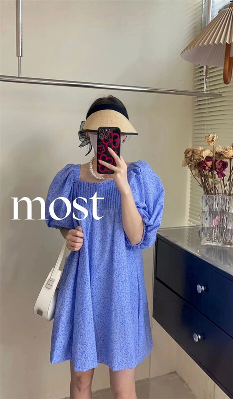 [Mr.Z] square neck bubble sleeve solid Princess Dress (dress only) 97238\zjy