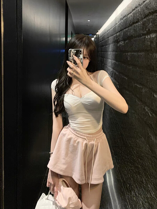 [Amanda] Spice Girls' versatile slim fit breast pad Neck Shirt (only selling tops) 9672\pcz