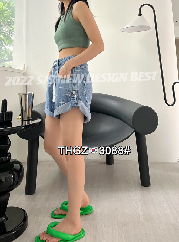 [fairy tale princess] personalized cross printed versatile denim shorts j3088\hjy