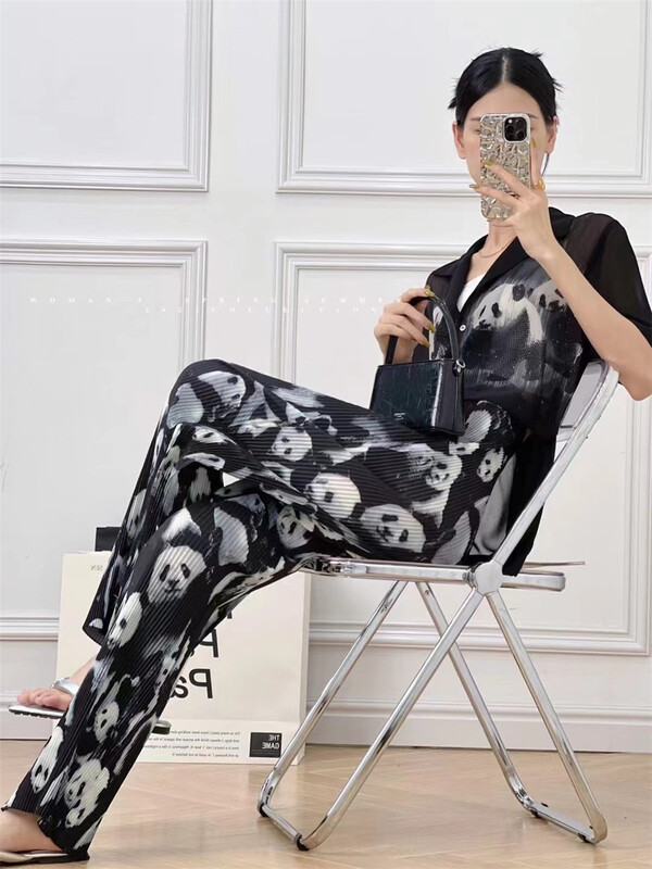 [m.zz] panda fashion retro wide leg casual pants 9221\lsw