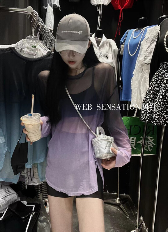 [web sensing] fashion gradient back tie sunscreen shirt a023\ozq