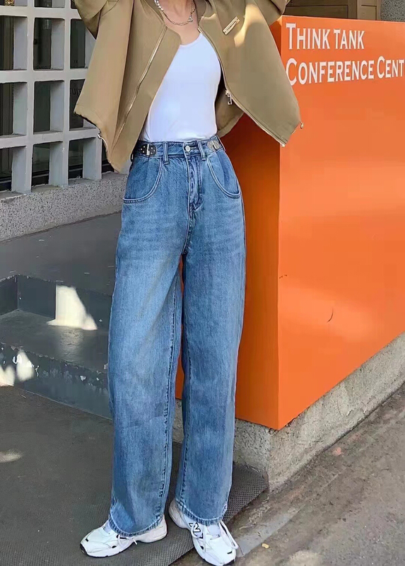 [okd] Korean version simple straight tube floor mop jeans 90213-00\zxl