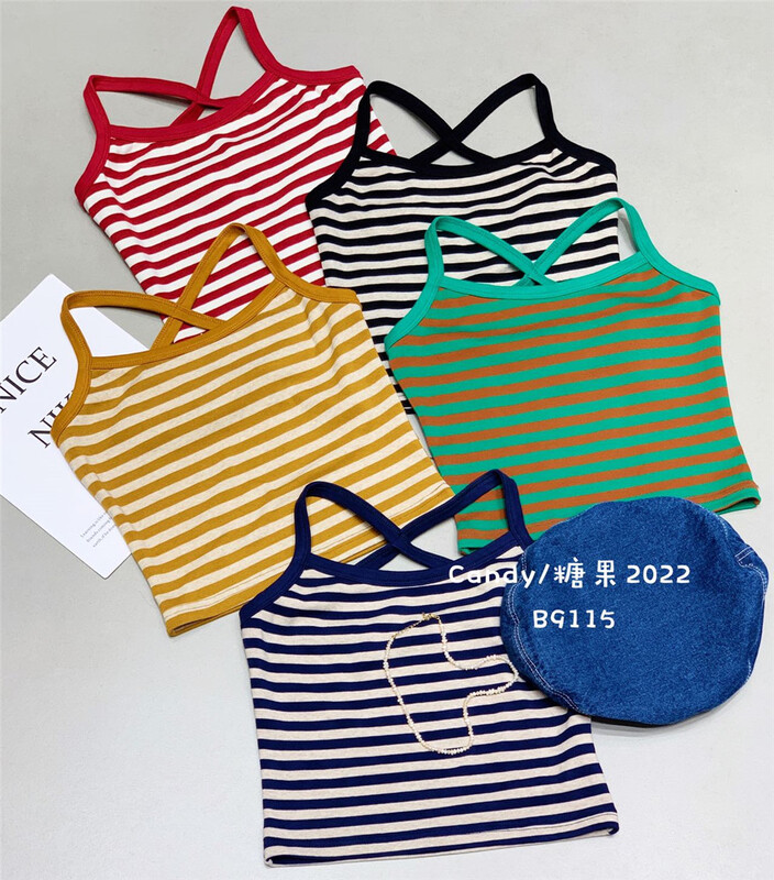 [candy] striped Korean sleeveless vest / sling 9115\zjy
