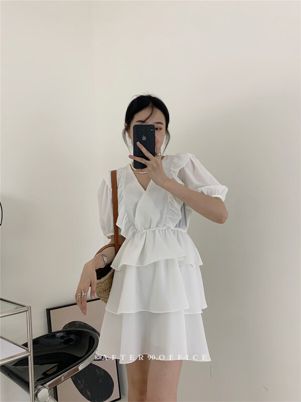 [after.90] simple V-neck loose dress 6807\ll