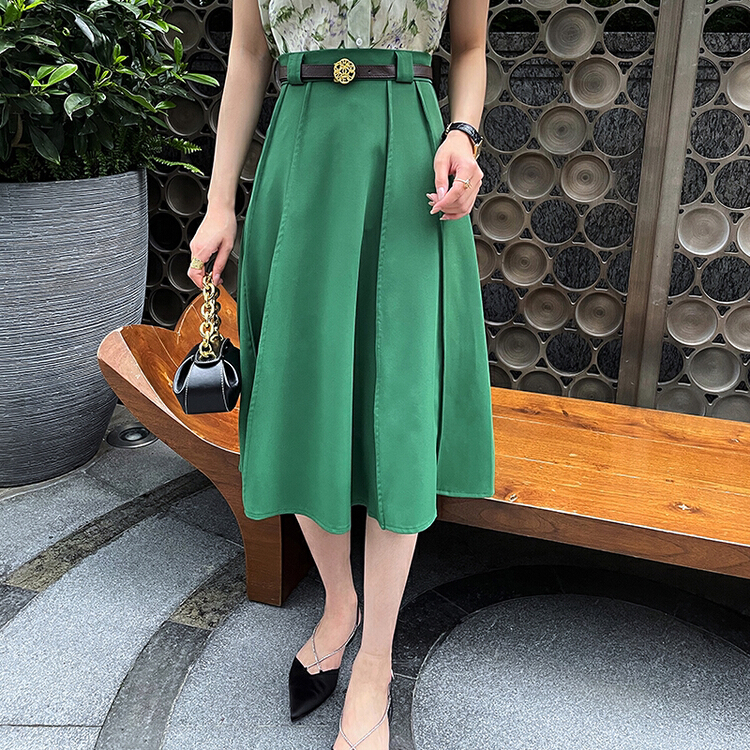 [Hanna inclusive] temperament commuter high waist A-line skirt (without belt) ys1-m3156\xj
