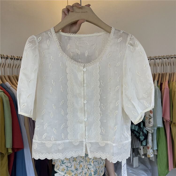 [seek peach] single breasted hollow out comfortable slim shirt (only selling shirts) 5521\ll