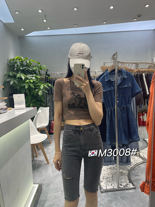 [fairy tale princess] high waist elastic five point TIGHT SKINNY denim shorts m3008\hjy
