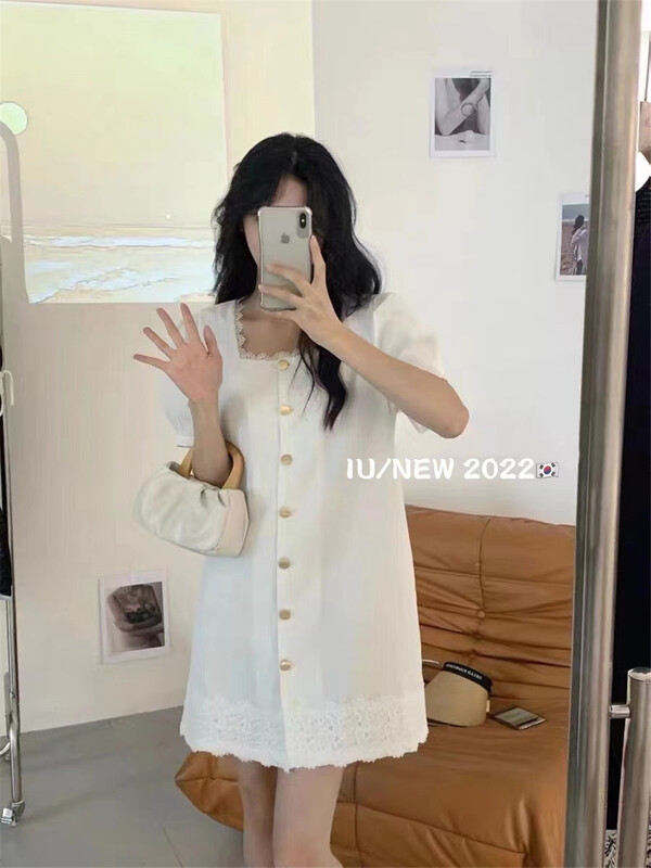 [IU] French retro lace patchwork dress 6882\wpl