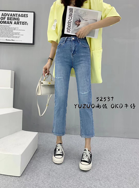 Original price 98.99! [okd] straight versatile fashion cropped jeans 52537-00\zxl