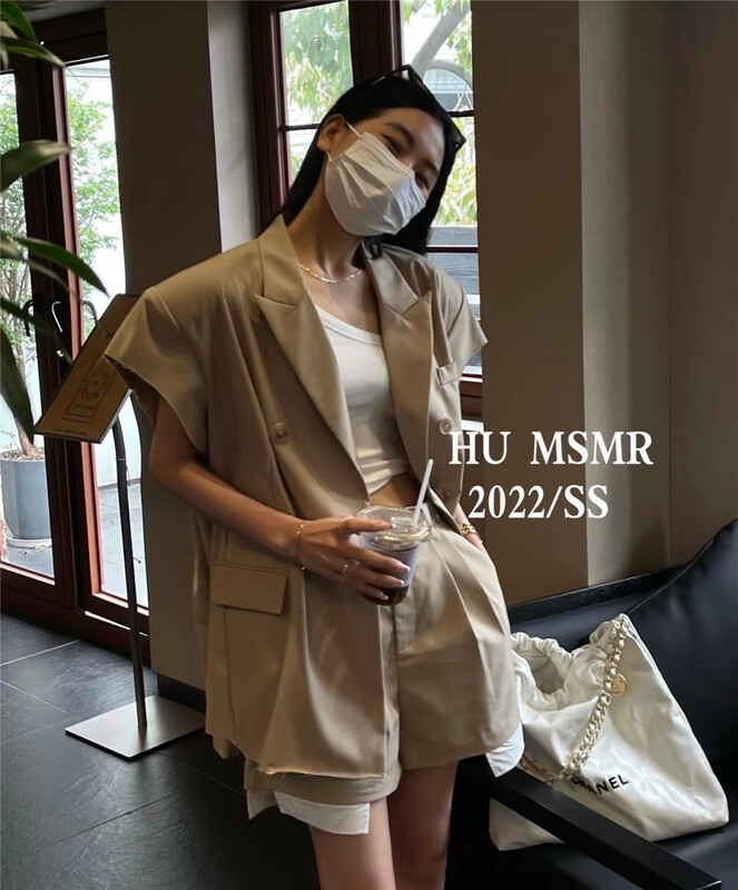 [Hu] short sleeve double breasted solid vest x1238\ozq