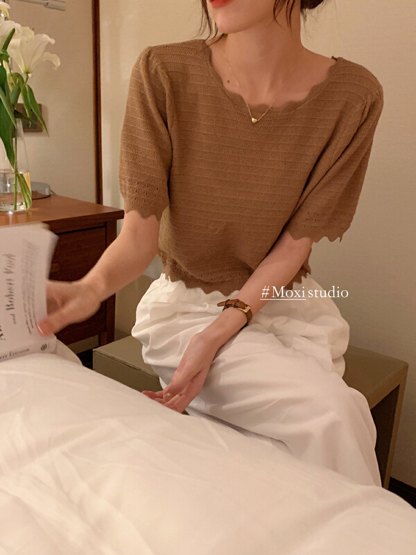 [Moxi] pure color versatile back strap T-shirt 75970\xj