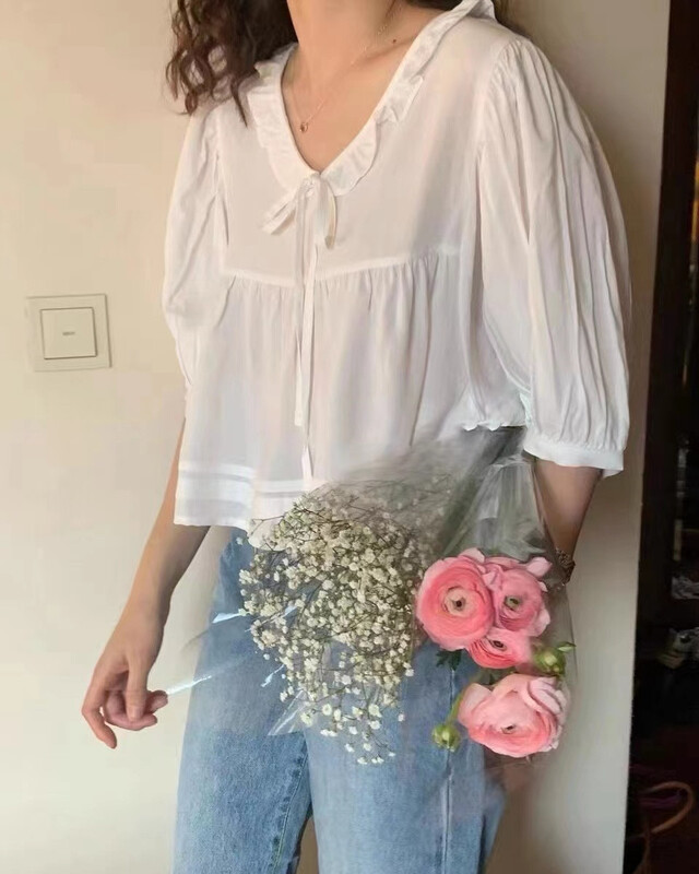 [malt] fresh and simple lotus leaf collar shirt 3150\xyj