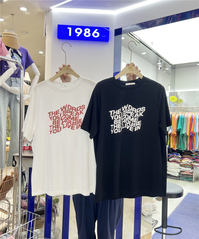 [1986] minority design Korean letter short sleeve T-shirt f4009\lsl